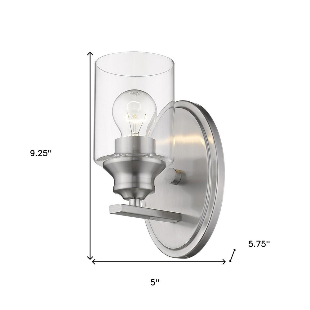 One Light Silver Wall Light with Clear Glass Shade. Picture 5