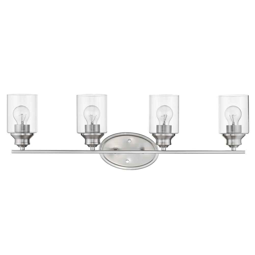 Four Light Silver Wall Light with Clear Glass Shade. Picture 2