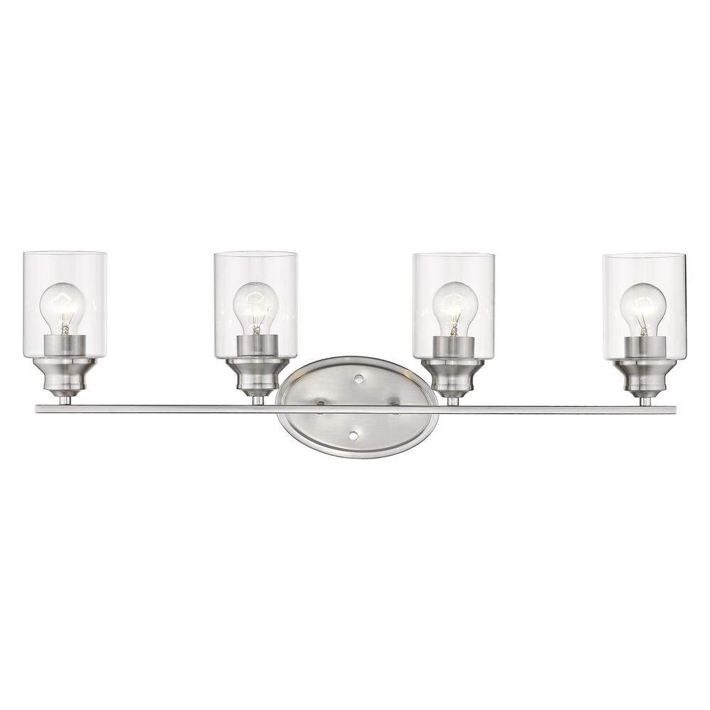 Four Light Silver Wall Light with Clear Glass Shade. Picture 3