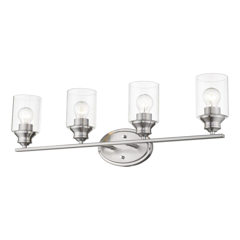 Four Light Silver Wall Light with Clear Glass Shade. Picture 4