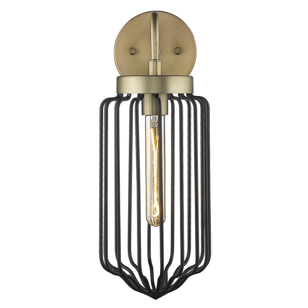 Gold and Black Metal Cage Wall Sconce. Picture 4