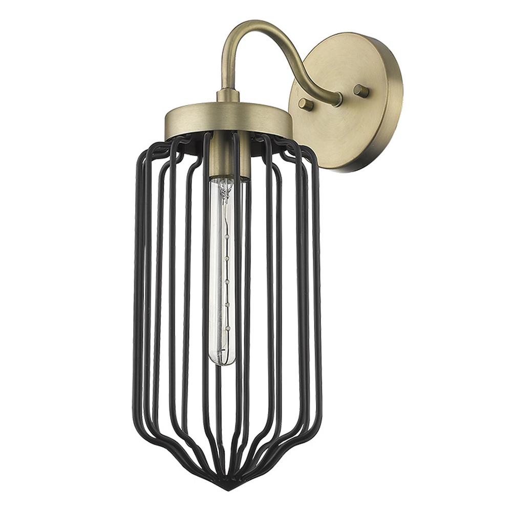 Gold and Black Metal Cage Wall Sconce. Picture 5