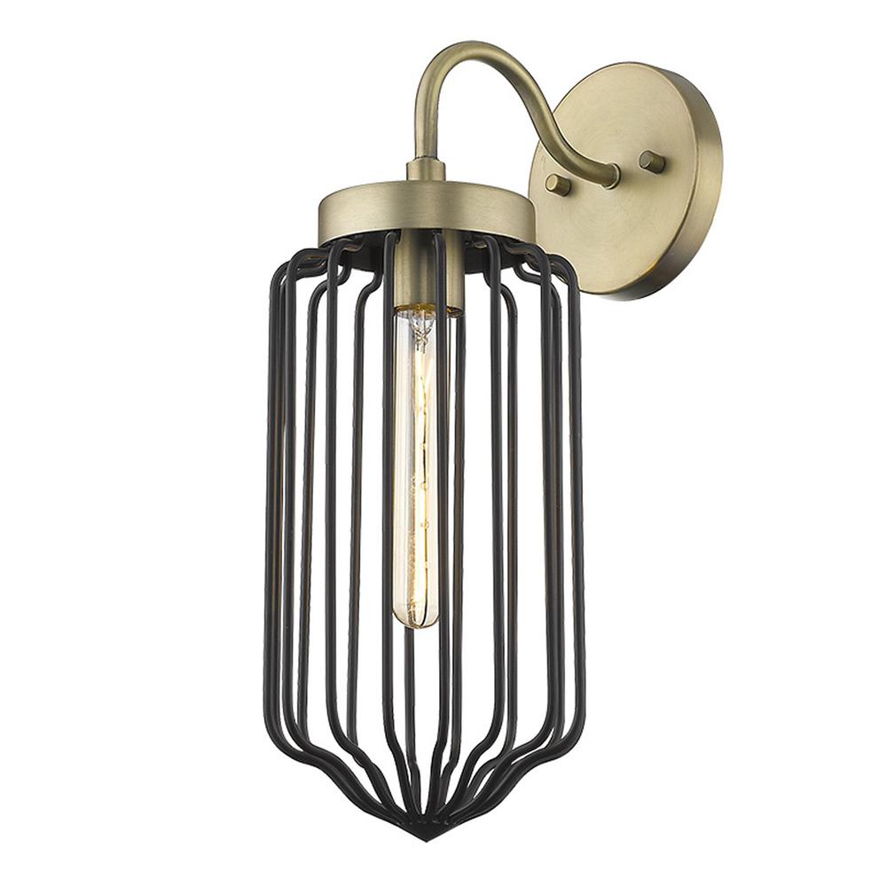 Gold and Black Metal Cage Wall Sconce. Picture 7