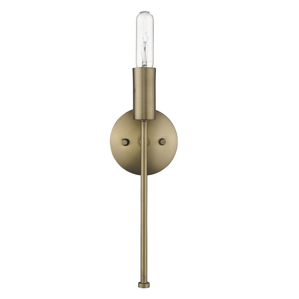 Dull Gold Narrow Bulb Wall Light. Picture 1