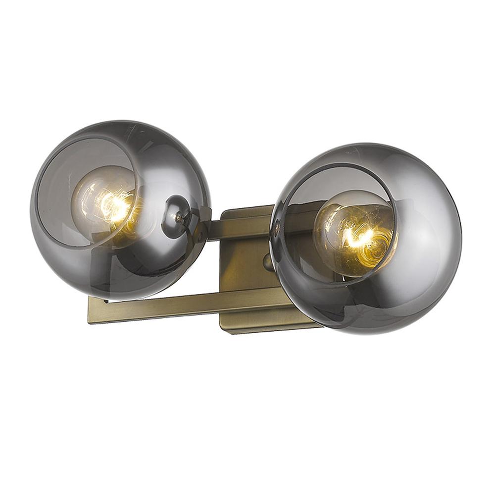 Lunette 2-Light Aged Brass Sconce. Picture 2
