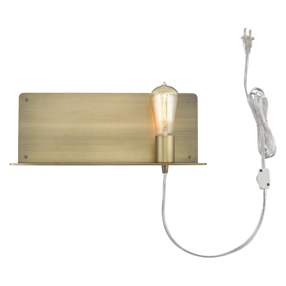 Dull Gold Shelf Wall Light. Picture 6