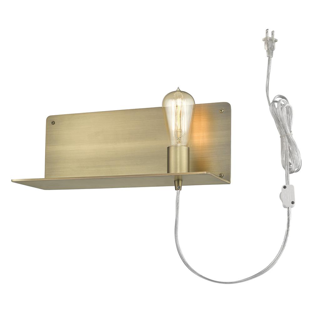 Dull Gold Shelf Wall Light. Picture 7