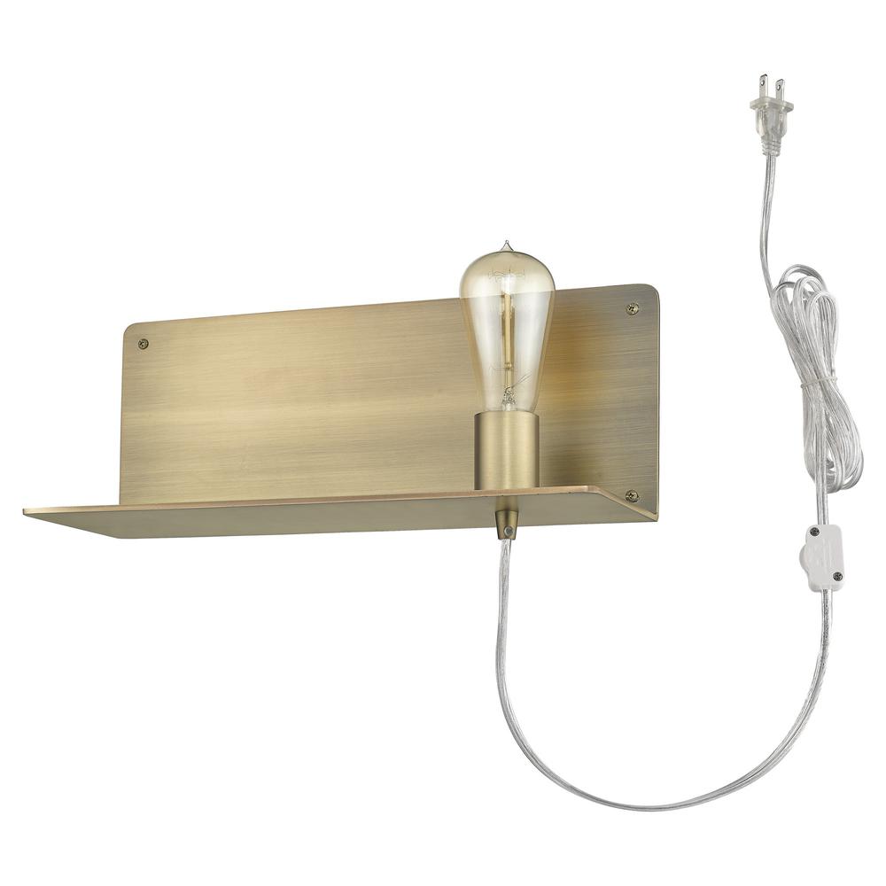Dull Gold Shelf Wall Light. Picture 8