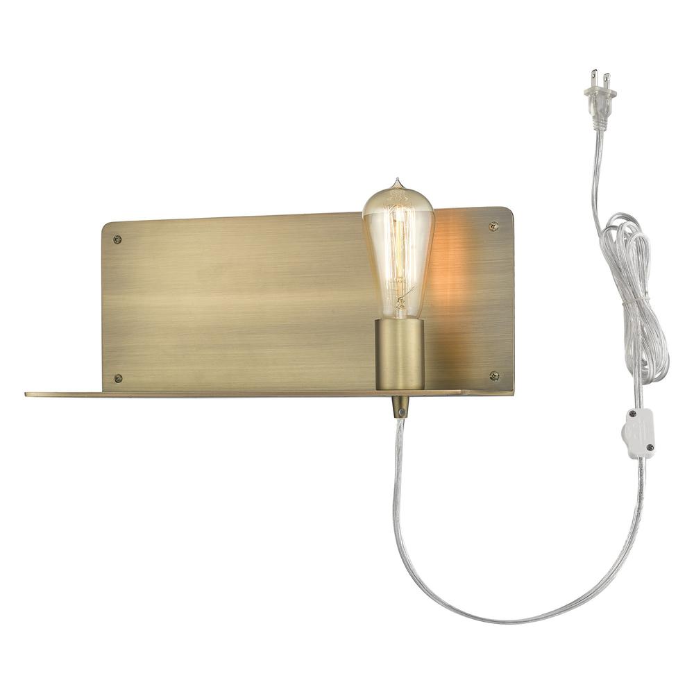 Dull Gold Shelf Wall Light. Picture 9