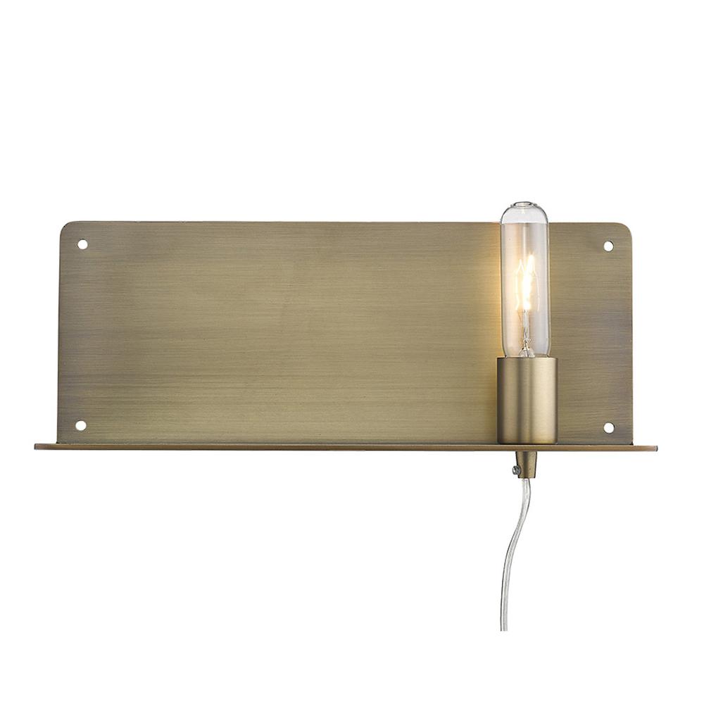 Dull Gold Shelf Wall Light. Picture 2