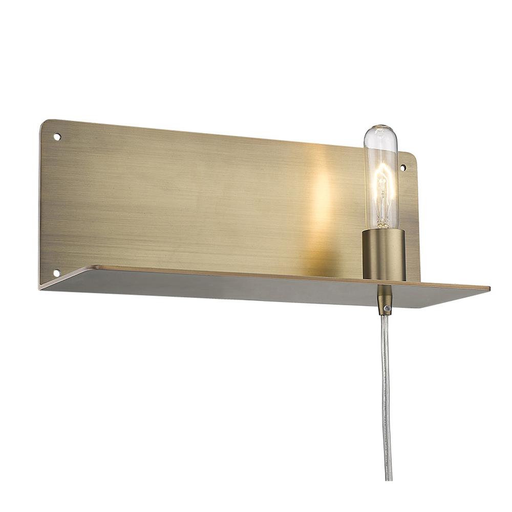 Dull Gold Shelf Wall Light. Picture 4