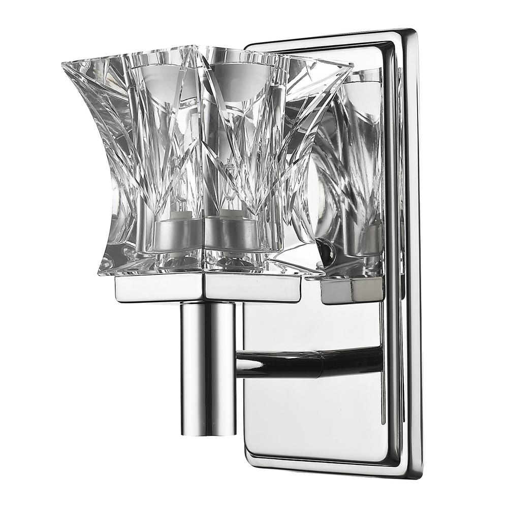 Arabella 1-Light Polished Nickel Sconce With Pressed Crystal Shade. Picture 1