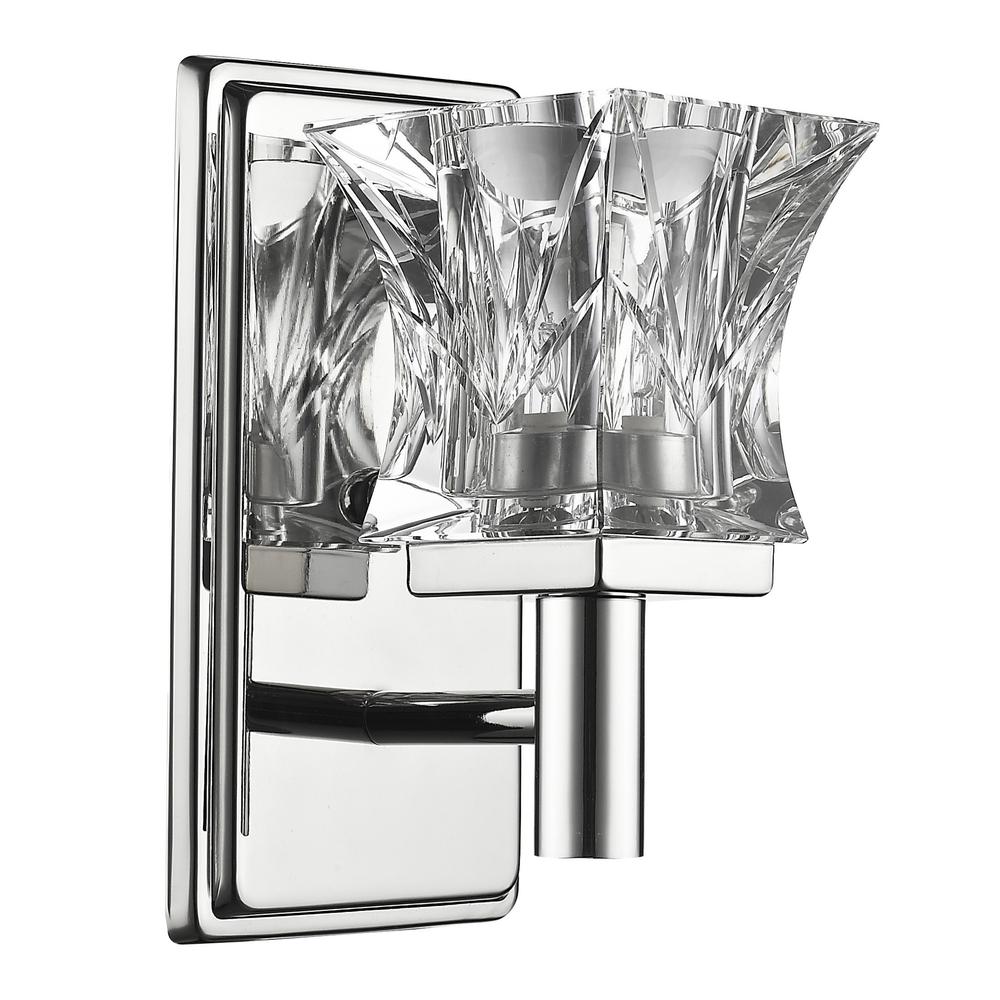 Arabella 1-Light Polished Nickel Sconce With Pressed Crystal Shade. Picture 2