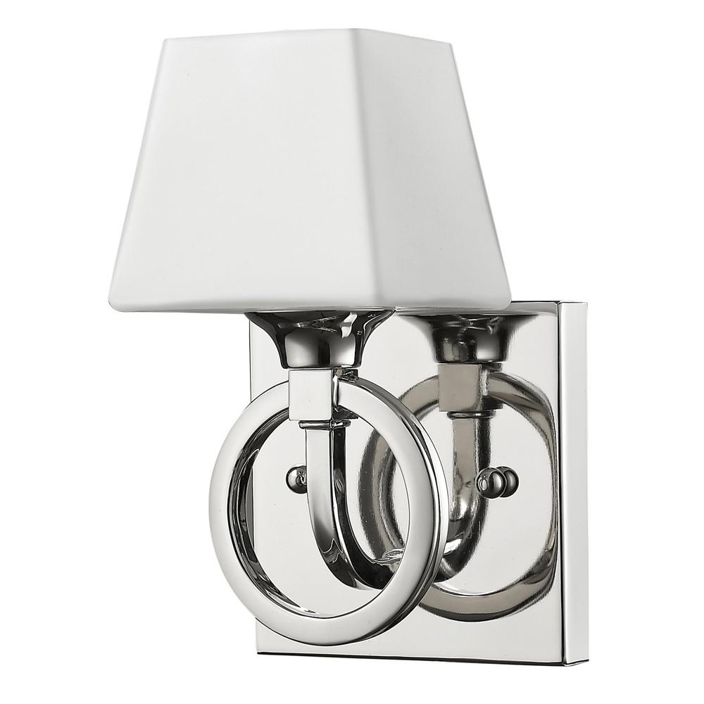 Silver Metal Wall Light with Frosted Glass Shade. Picture 1