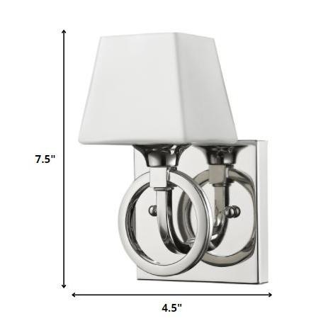Silver Metal Wall Light with Frosted Glass Shade. Picture 5