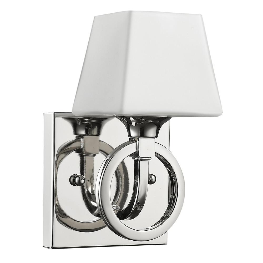 Silver Metal Wall Light with Frosted Glass Shade. Picture 2
