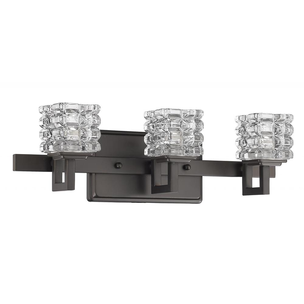 Coralie 3-Light Oil-Rubbed Bronze Sconce With Pressed Crystal Shades. Picture 2