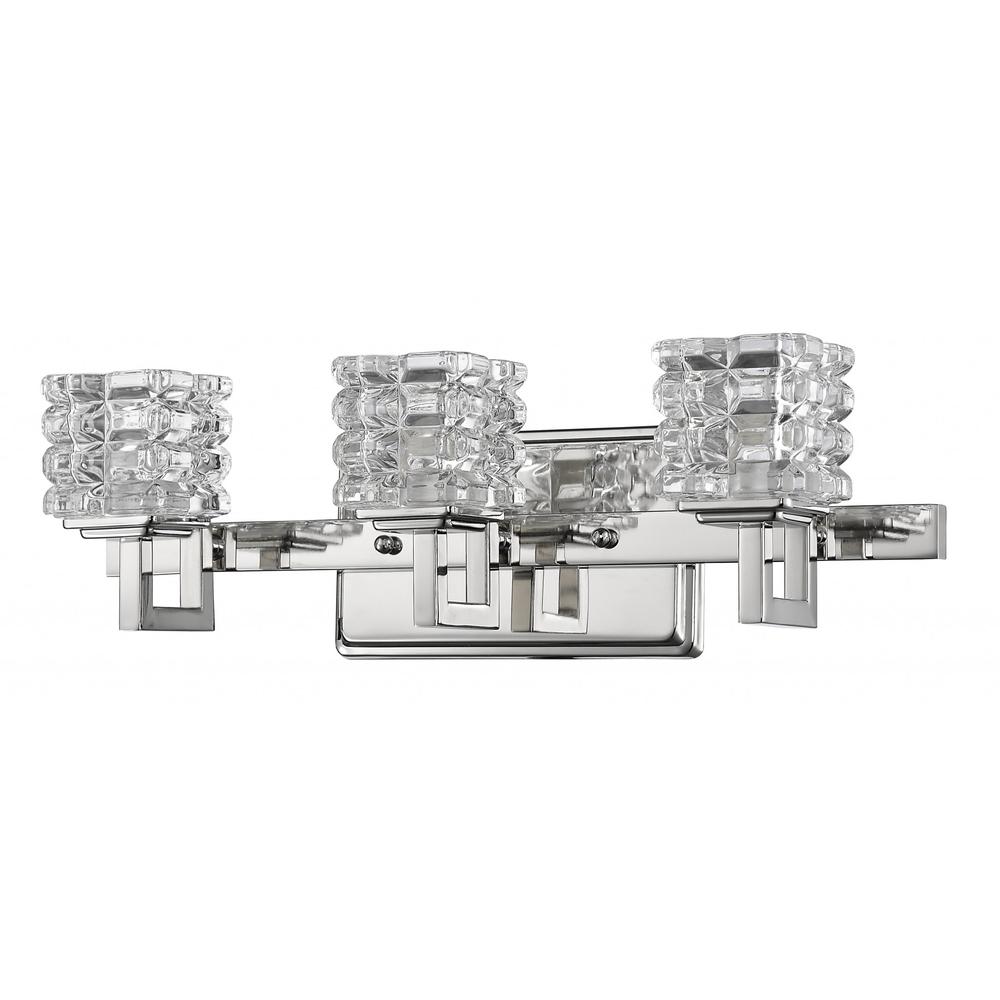 Coralie 3-Light Polished Nickel Sconce With Pressed Crystal Shades. Picture 1