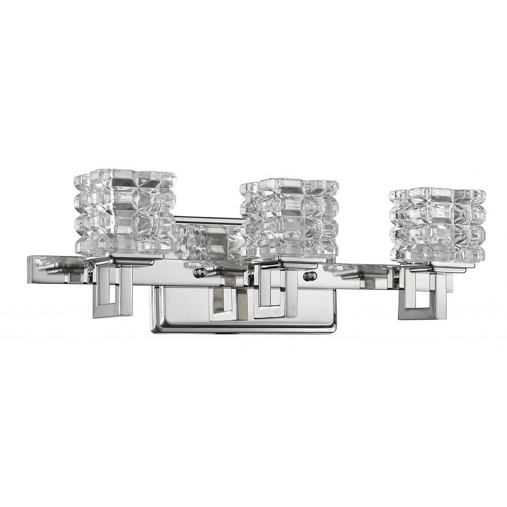 Coralie 3-Light Polished Nickel Sconce With Pressed Crystal Shades. Picture 2