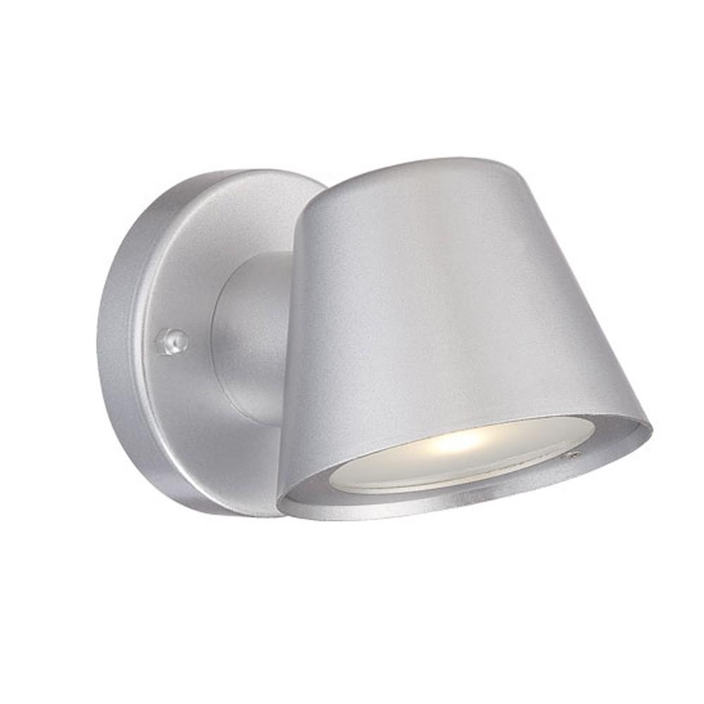 Brushed Silver LED Short Cone Wall Light. Picture 1