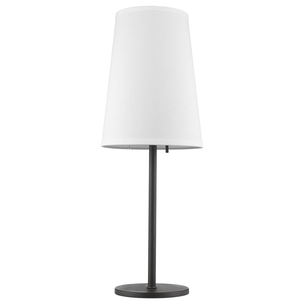27" Black Metal Table Lamp With White Empire Shade. Picture 1