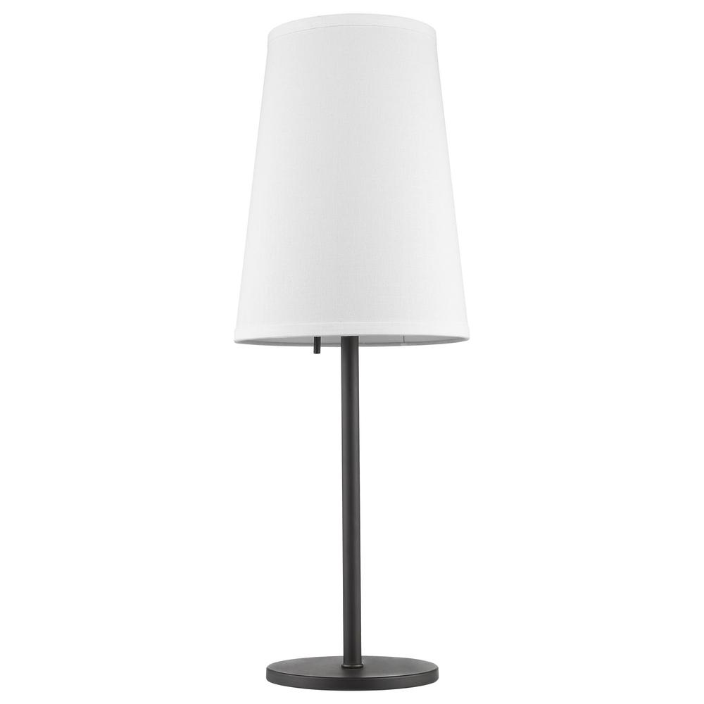 27" Black Metal Table Lamp With White Empire Shade. Picture 2