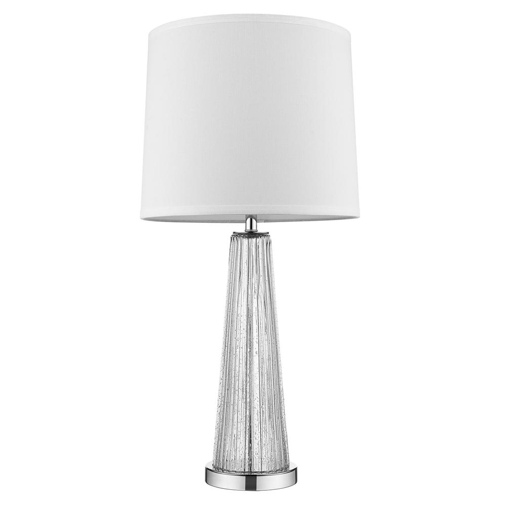 29" Silver Metal Table Lamp With White Empire Shade. Picture 2