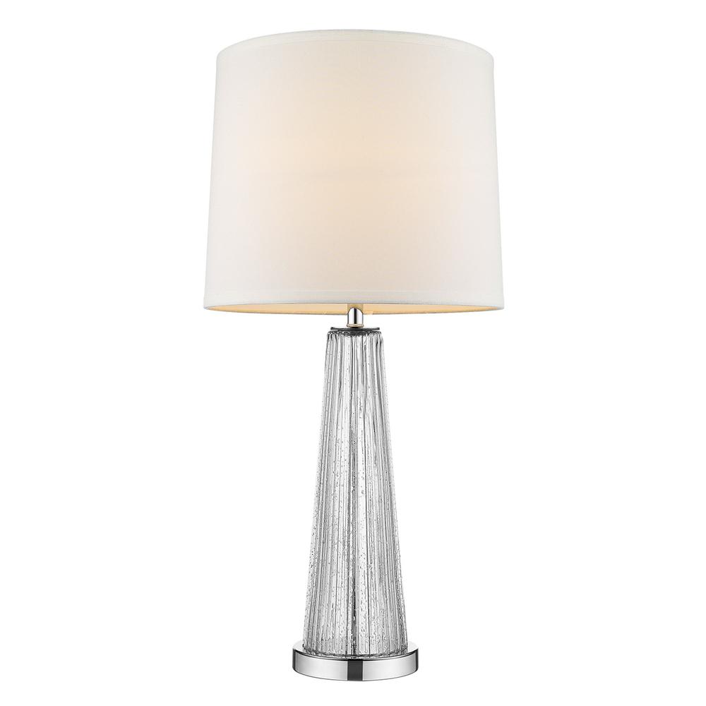 29" Silver Metal Table Lamp With White Empire Shade. Picture 1