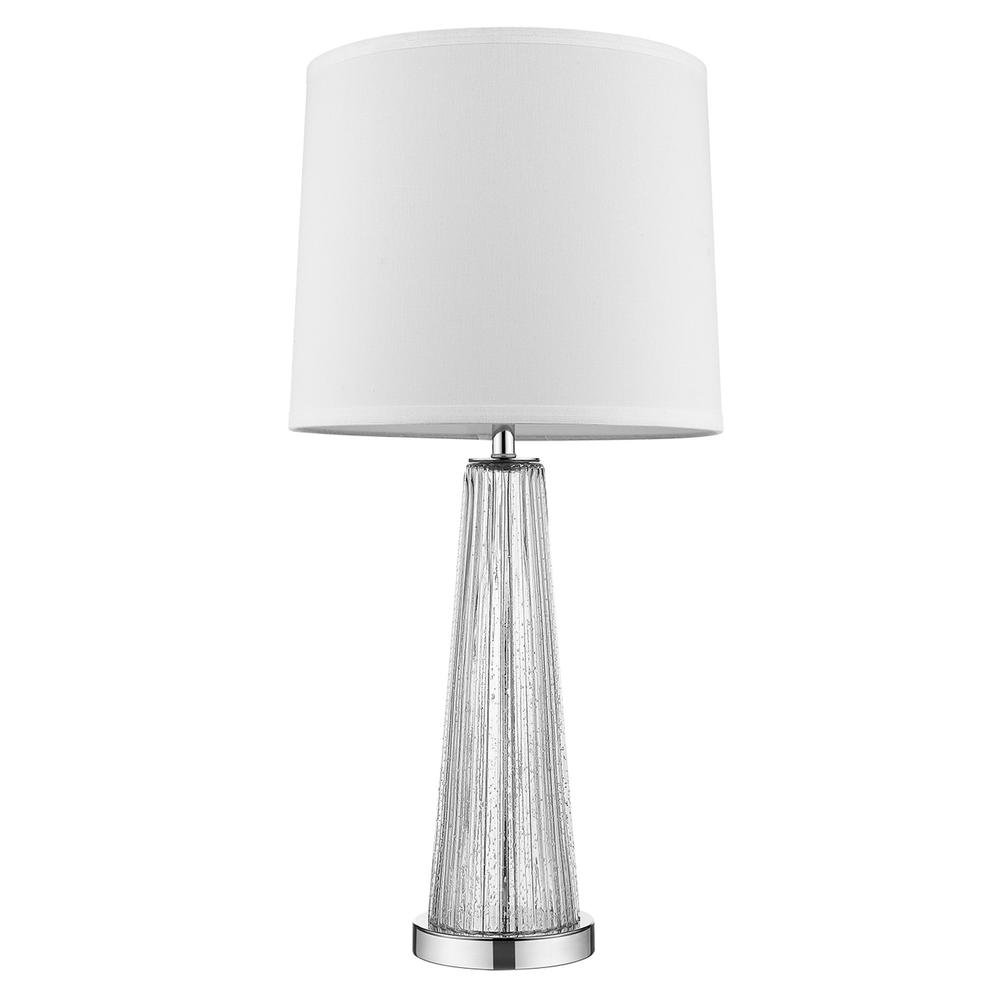 29" Silver Metal Table Lamp With White Empire Shade. Picture 3