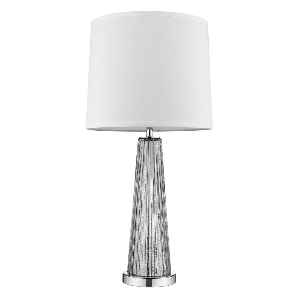 29" Silver Metal Table Lamp With White Empire Shade. Picture 2
