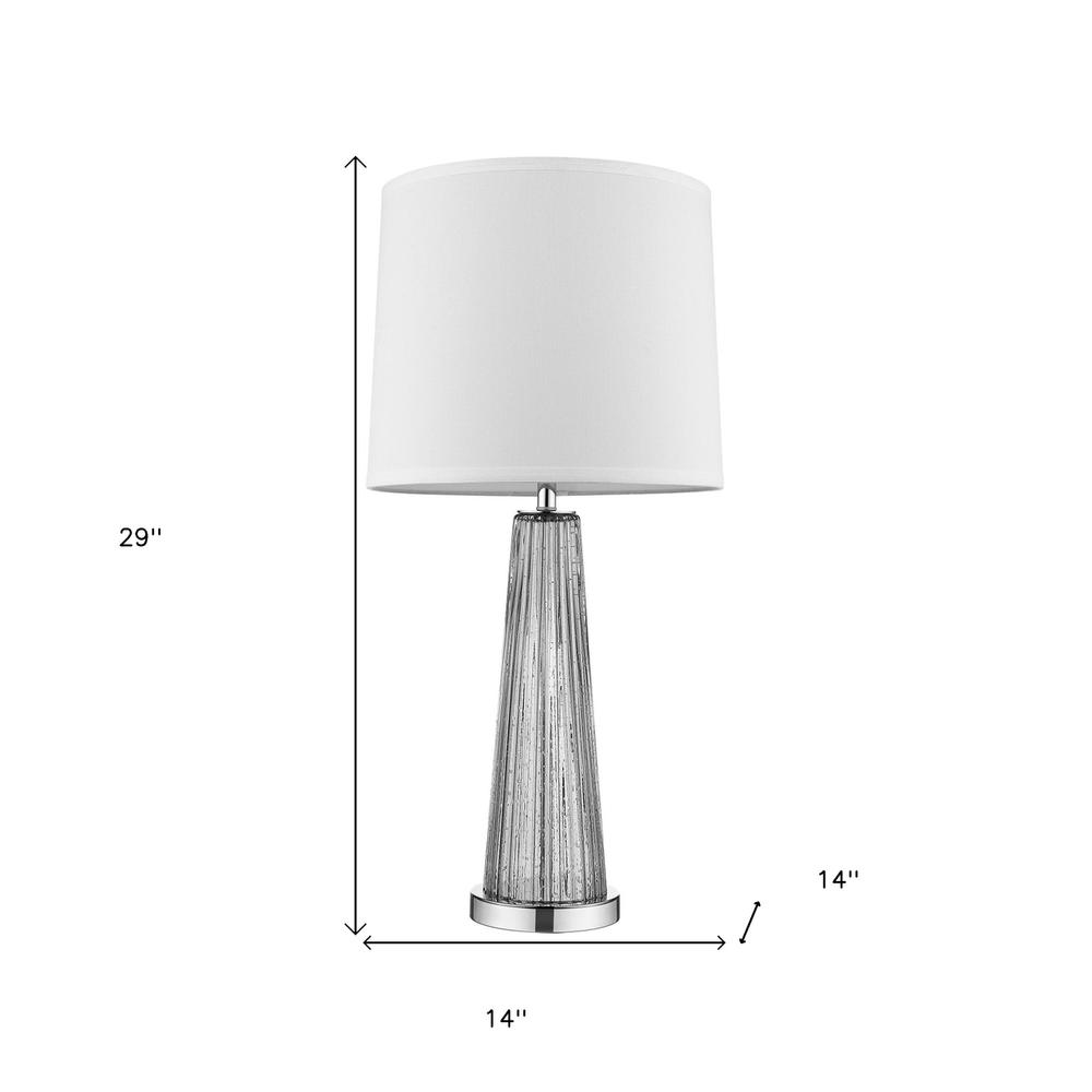 29" Silver Metal Table Lamp With White Empire Shade. Picture 4