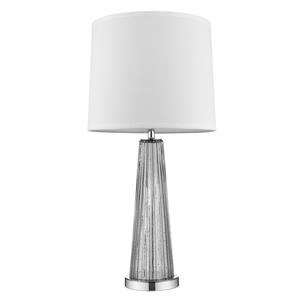 29" Silver Metal Table Lamp With White Empire Shade. Picture 3