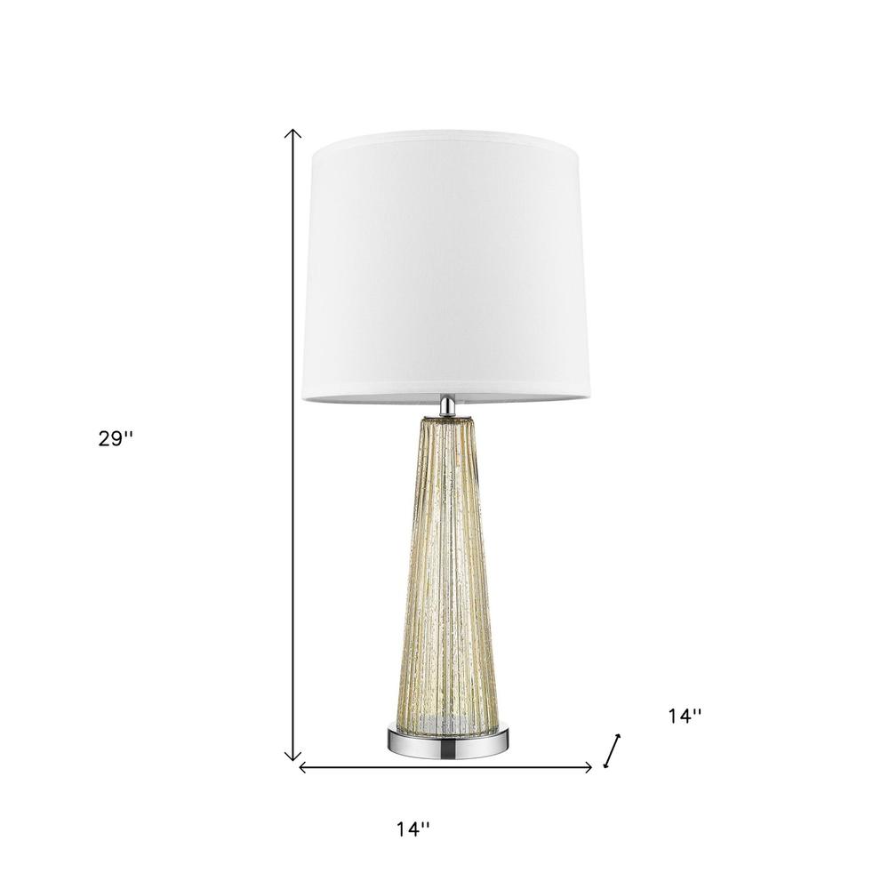 29" Silver Metal Table Lamp With White Empire Shade. Picture 4