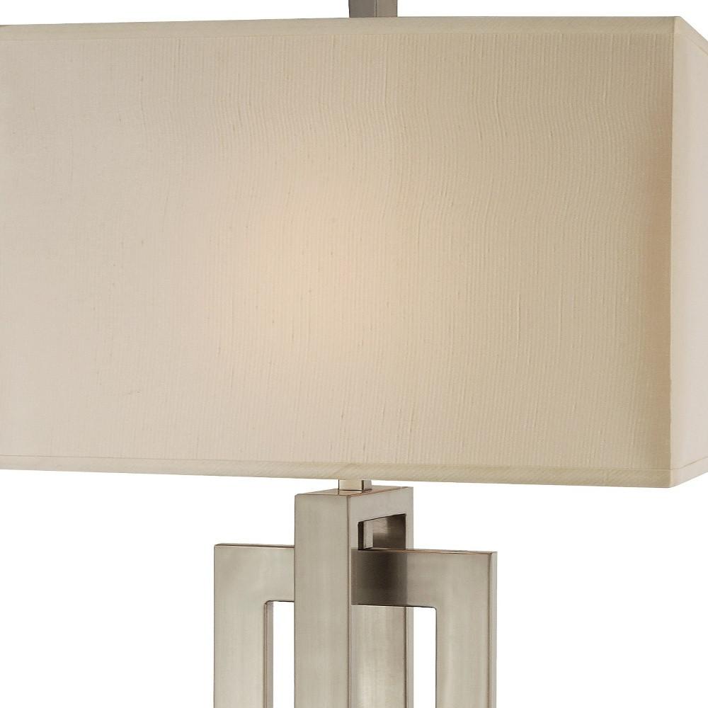 36" Silver Metal Table Lamp With Cream Rectangular Shade. Picture 3