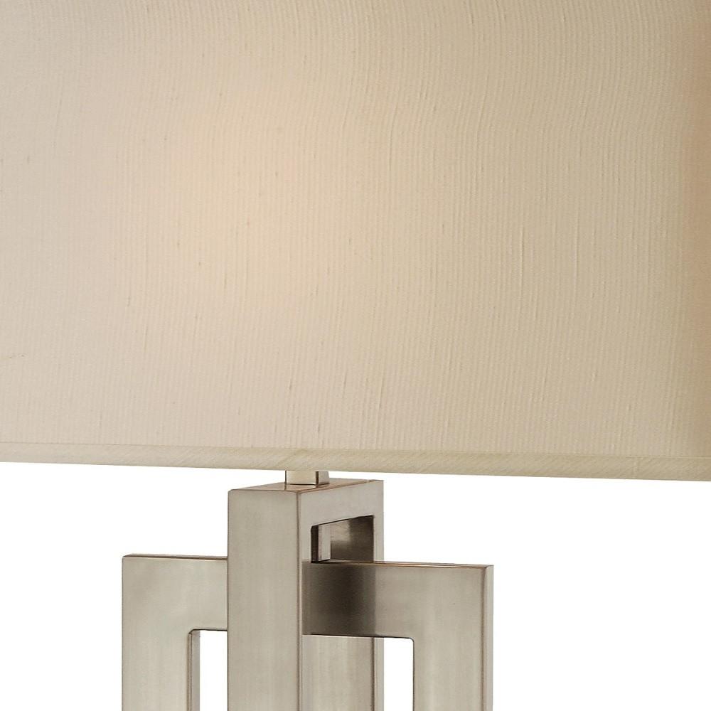 36" Silver Metal Table Lamp With Cream Rectangular Shade. Picture 4