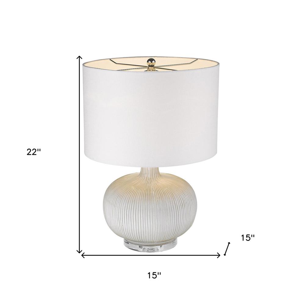 22" White Ceramic Column Table Lamp With White Drum Shade. Picture 6