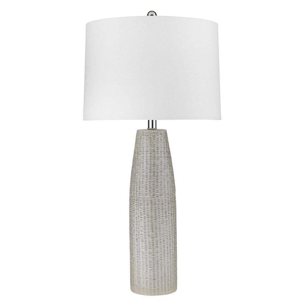 33" White Ceramic Table Lamp With White Empire Shade. Picture 1