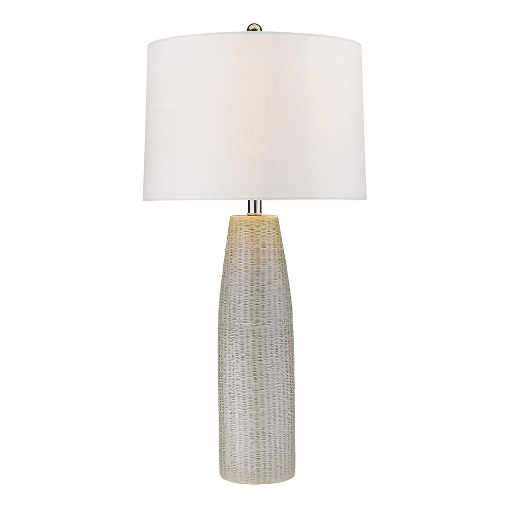 33" White Ceramic Table Lamp With White Empire Shade. Picture 2