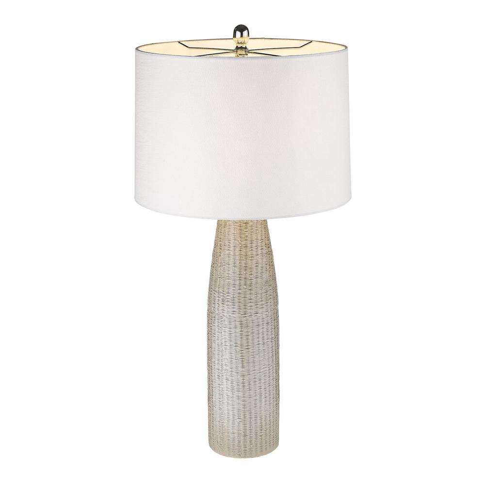 33" White Ceramic Table Lamp With White Empire Shade. Picture 3