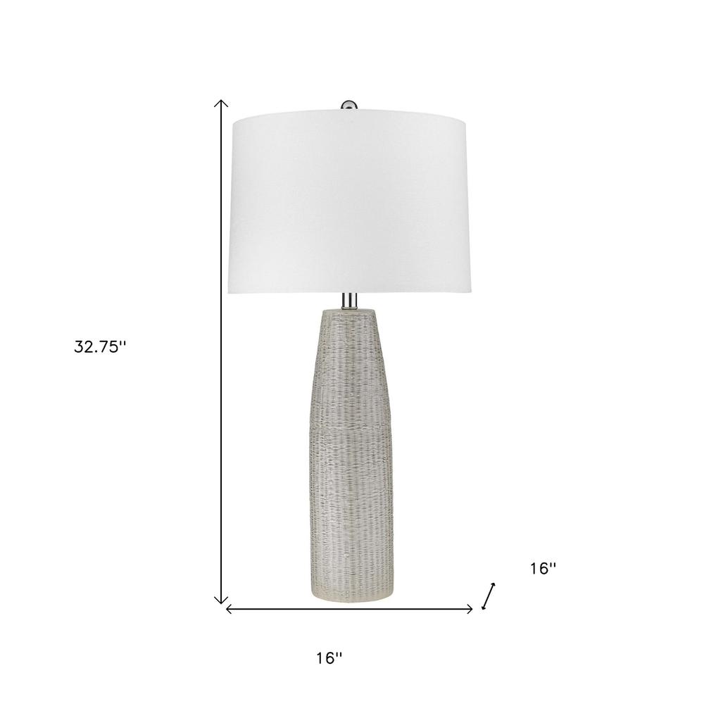 33" White Ceramic Table Lamp With White Empire Shade. Picture 6