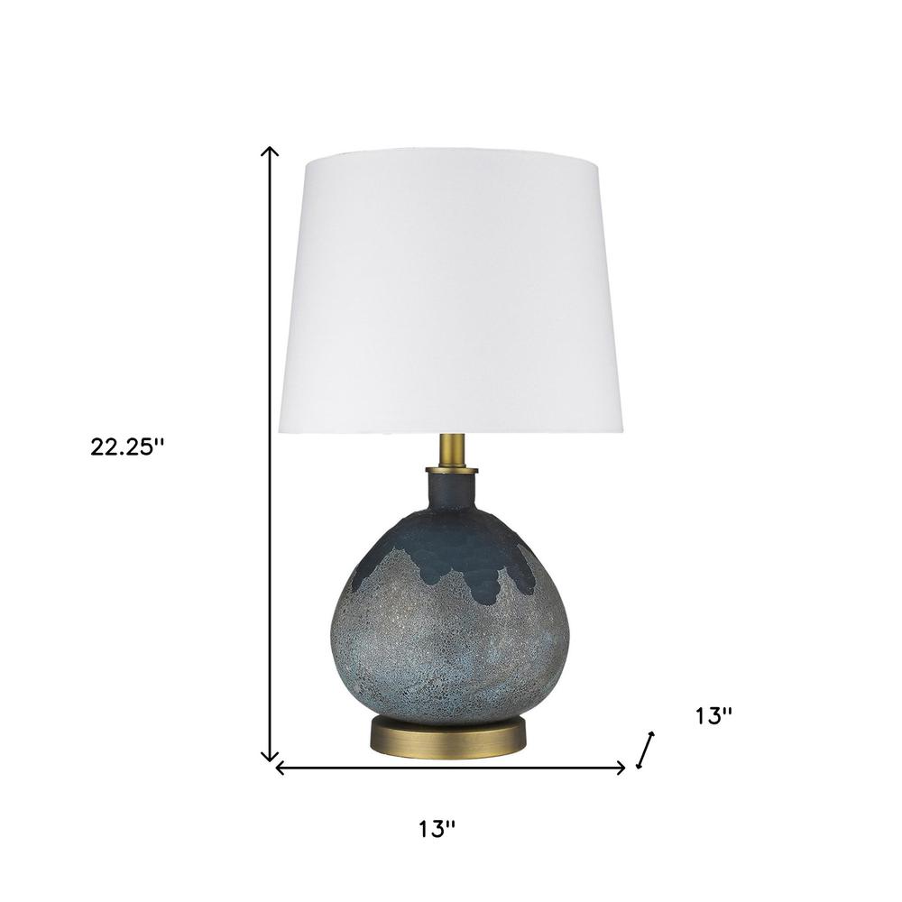 22" Brass Metal Table Lamp With White Empire Shade. Picture 6