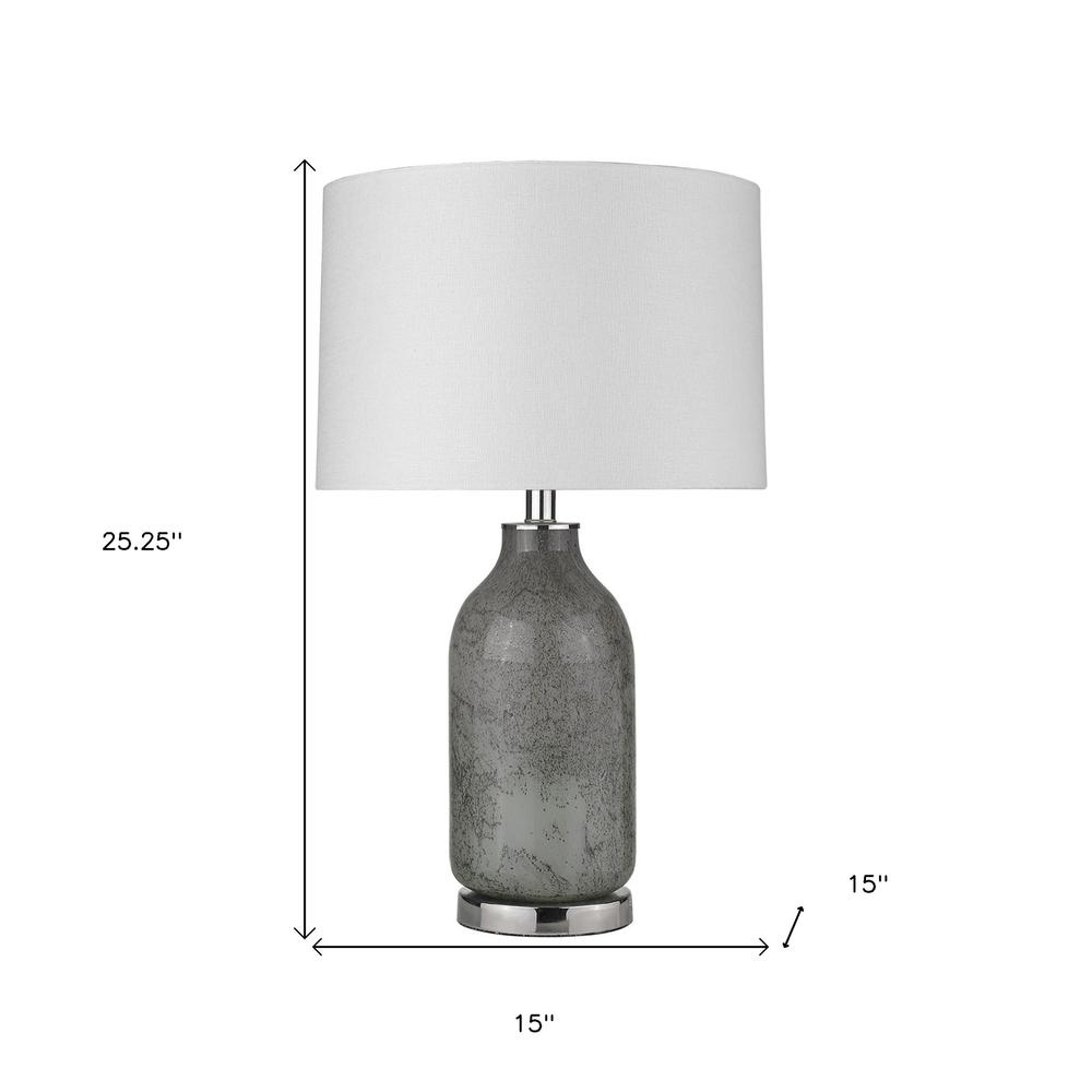 25" Silver Metal Table Lamp With White Empire Shade. Picture 6