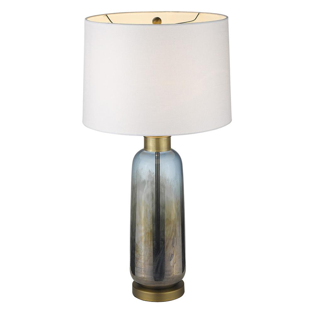 31" Brass Metal Table Lamp With White Empire Shade. Picture 3