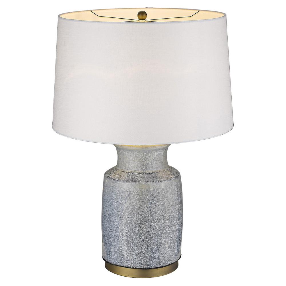 27" Brass Metal Table Lamp With White Empire Shade. Picture 1