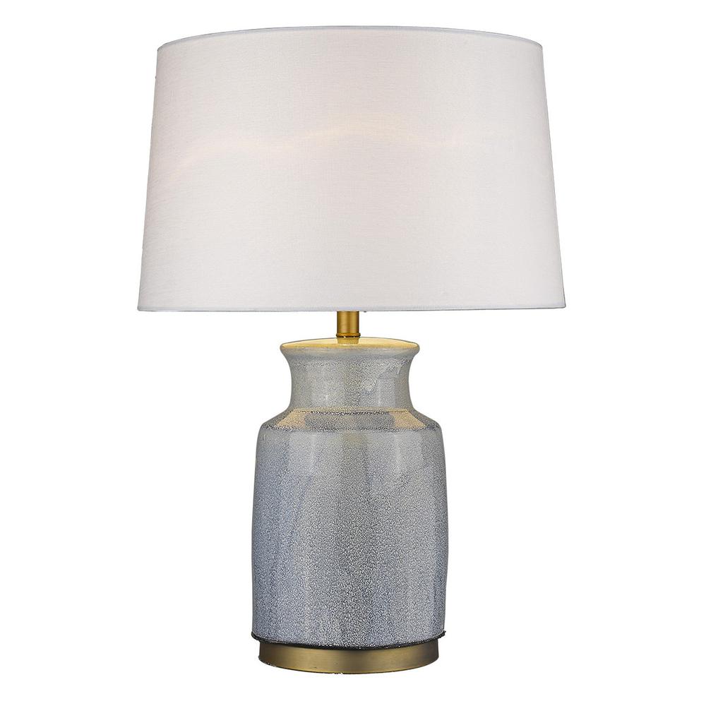 27" Brass Metal Table Lamp With White Empire Shade. Picture 2