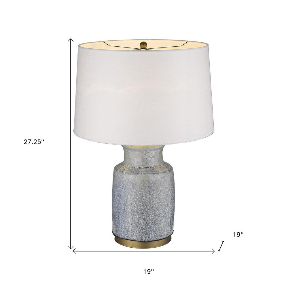 27" Brass Metal Table Lamp With White Empire Shade. Picture 6