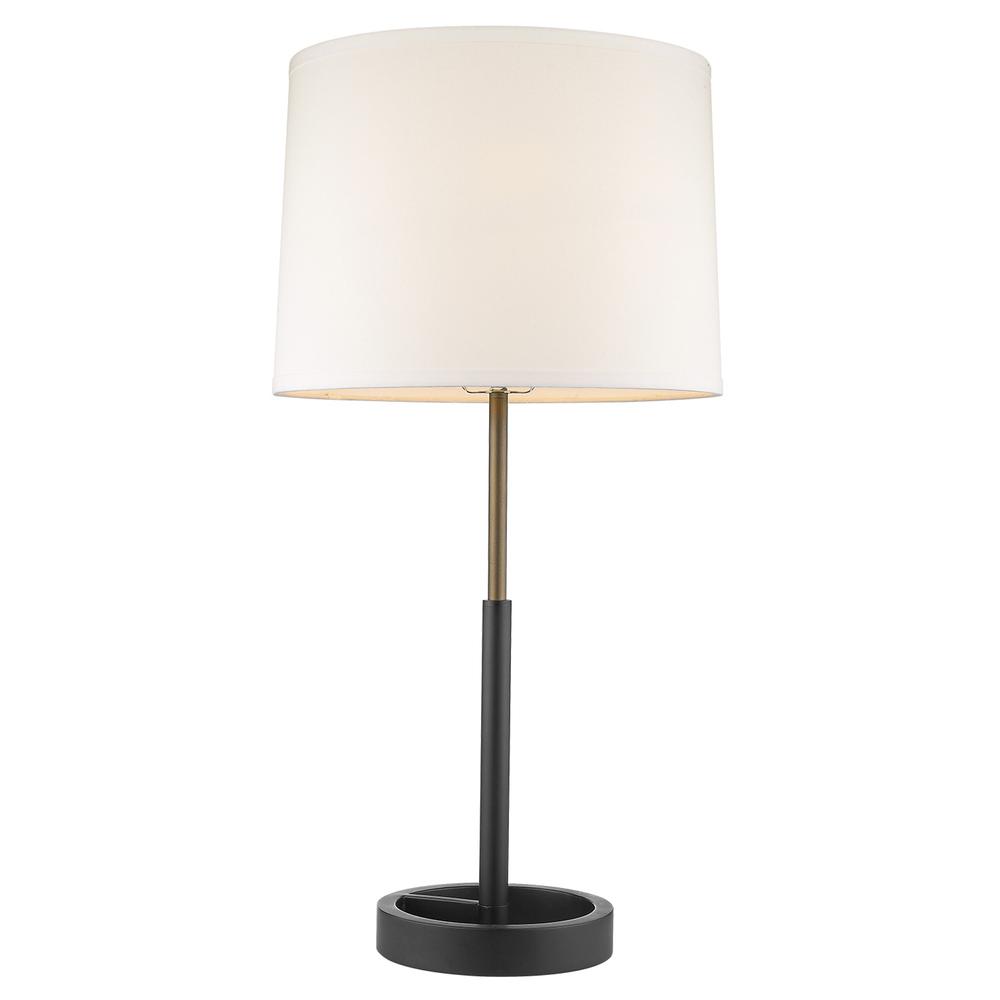31" Black Metal Table Lamp With White Empire Shade. Picture 1