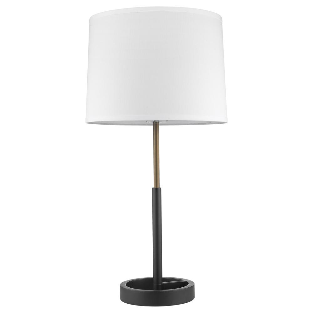 31" Black Metal Table Lamp With White Empire Shade. Picture 3