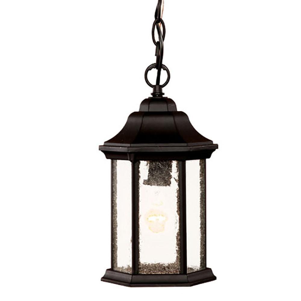 Antique Black Textured Glass Lantern Hanging Light. Picture 1