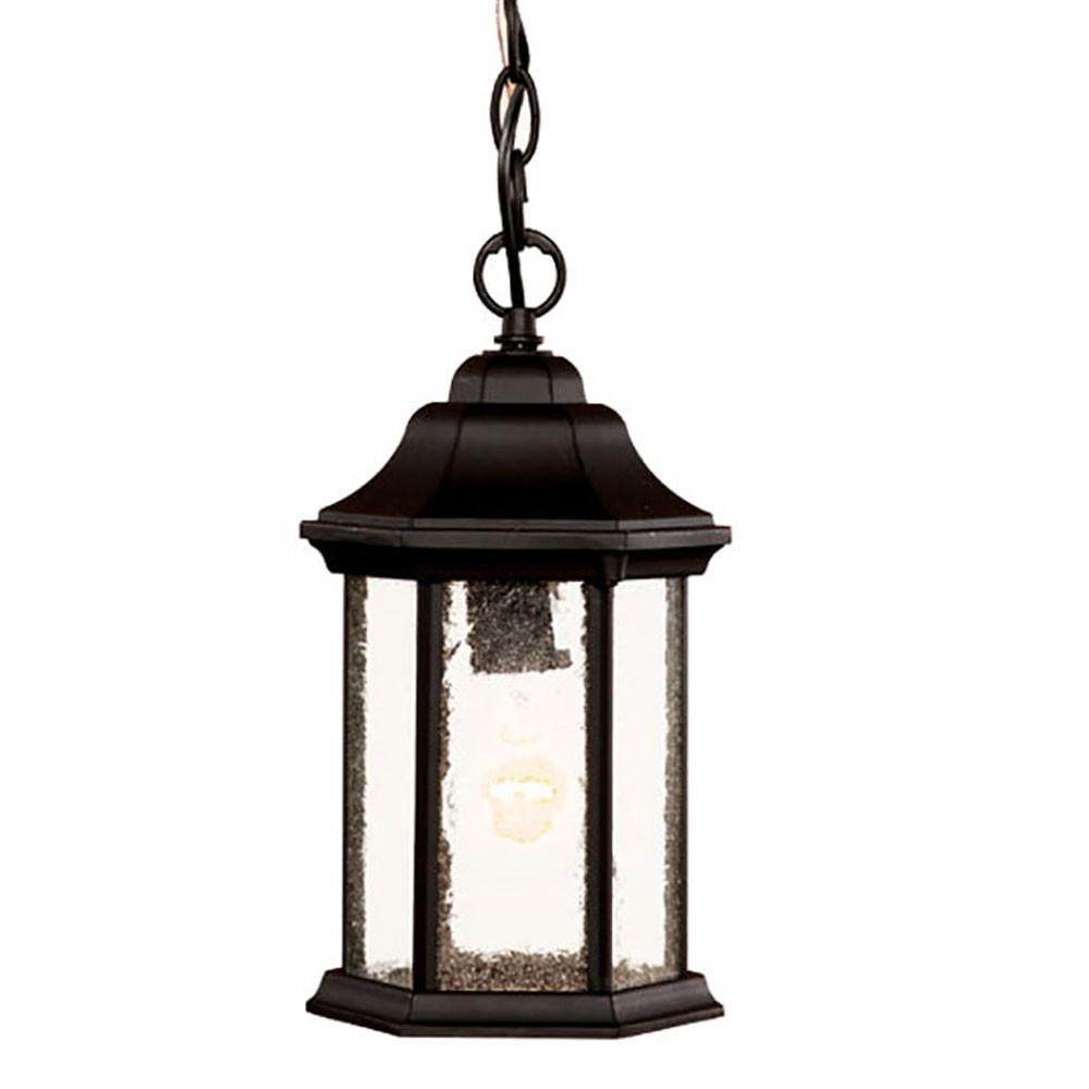 Antique Black Textured Glass Lantern Hanging Light. Picture 2